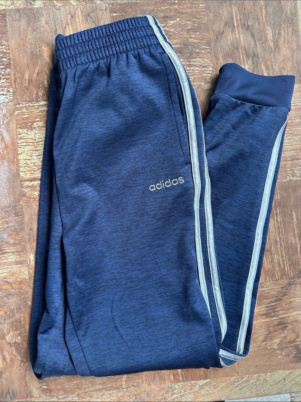 adidas Kids Navy Blue Joggers with Light Gray Side Stripes